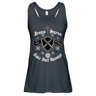 Jesus Saves All Others Take Half Damage DnD Game Ladies Essential Flowy Tank