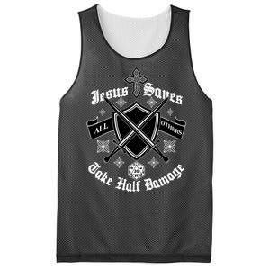 Jesus Saves All Others Take Half Damage DnD Game Mesh Reversible Basketball Jersey Tank