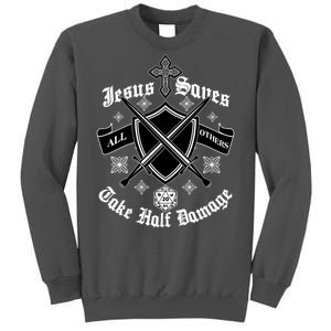 Jesus Saves All Others Take Half Damage DnD Game Tall Sweatshirt