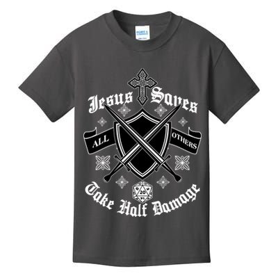 Jesus Saves All Others Take Half Damage DnD Game Kids T-Shirt