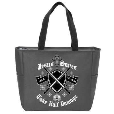 Jesus Saves All Others Take Half Damage DnD Game Zip Tote Bag