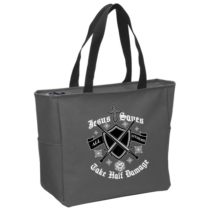 Jesus Saves All Others Take Half Damage DnD Game Zip Tote Bag