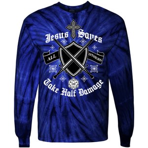 Jesus Saves All Others Take Half Damage DnD Game Tie-Dye Long Sleeve Shirt