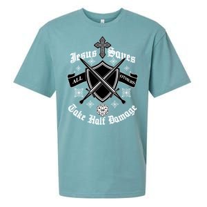 Jesus Saves All Others Take Half Damage DnD Game Sueded Cloud Jersey T-Shirt