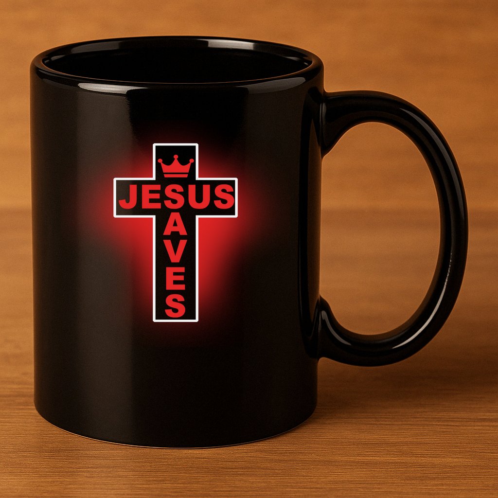 Jesus Saves Christian Faith Cross 11oz C Handle Ceramic Mug