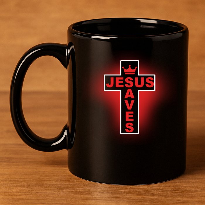 Jesus Saves Christian Faith Cross 11oz C Handle Ceramic Mug