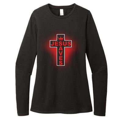 Jesus Saves Christian Faith Cross Womens CVC Long Sleeve Shirt