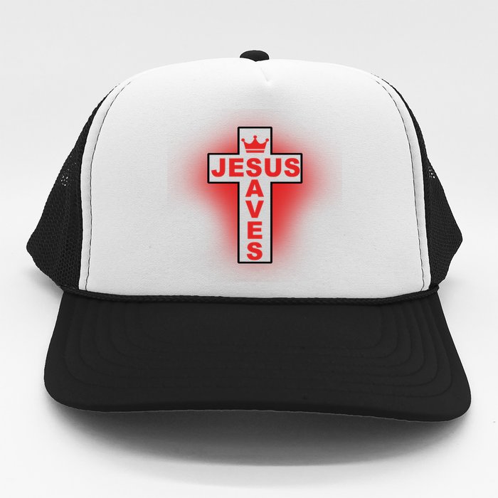 Jesus Saves Christian Faith Cross Trucker Hat