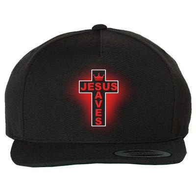 Jesus Saves Christian Faith Cross Wool Snapback Cap