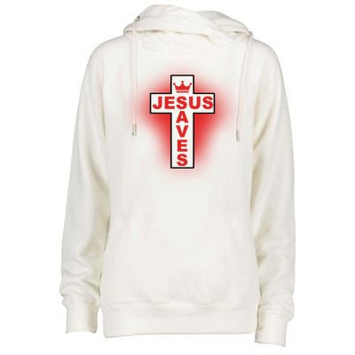 Jesus Saves Christian Faith Cross Womens Funnel Neck Pullover Hood