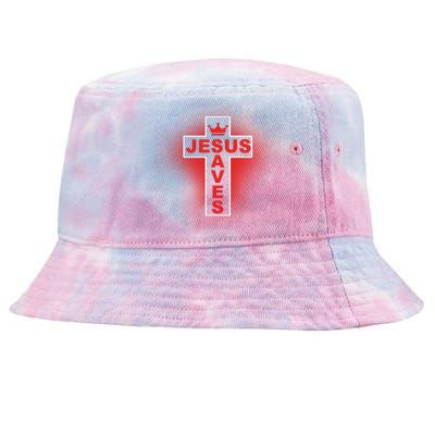 Jesus Saves Christian Faith Cross Tie-Dyed Bucket Hat