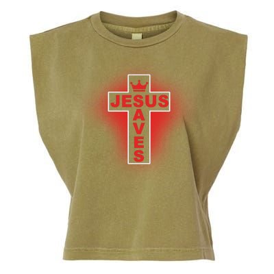 Jesus Saves Christian Faith Cross Garment-Dyed Women's Muscle Tee