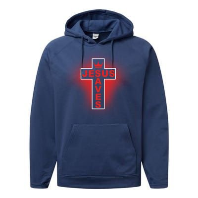 Jesus Saves Christian Faith Cross Performance Fleece Hoodie