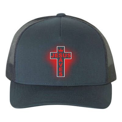 Jesus Saves Christian Faith Cross Yupoong Adult 5-Panel Trucker Hat