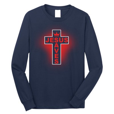 Jesus Saves Christian Faith Cross Long Sleeve Shirt