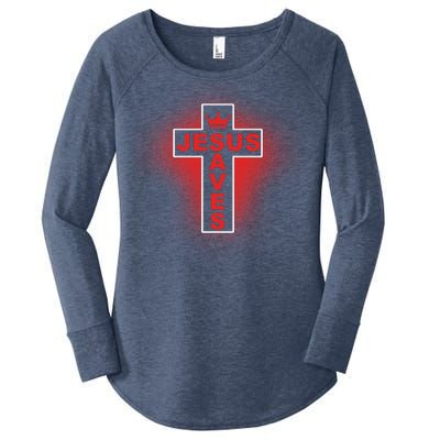 Jesus Saves Christian Faith Cross Women's Perfect Tri Tunic Long Sleeve Shirt