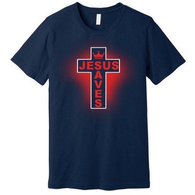 Jesus Saves Christian Faith Cross Premium T-Shirt