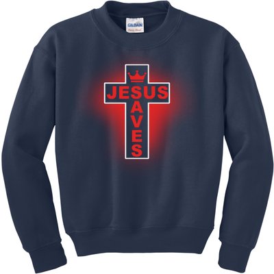 Jesus Saves Christian Faith Cross Kids Sweatshirt