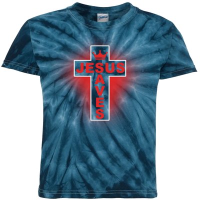 Jesus Saves Christian Faith Cross Kids Tie-Dye T-Shirt