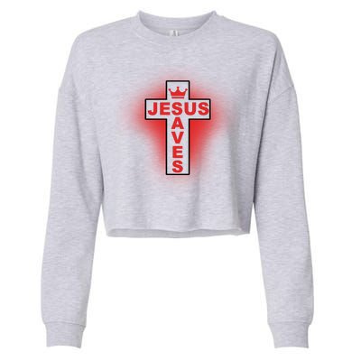 Jesus Saves Christian Faith Cross Cropped Pullover Crew