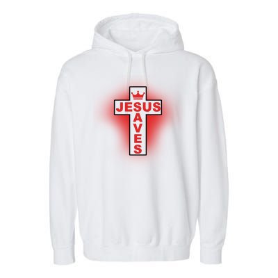 Jesus Saves Christian Faith Cross Garment-Dyed Fleece Hoodie