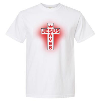 Jesus Saves Christian Faith Cross Garment-Dyed Heavyweight T-Shirt