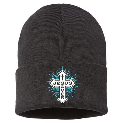 Jesus Saves Cross Sustainable Knit Beanie