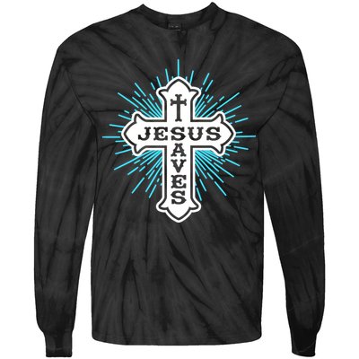 Jesus Saves Cross Tie-Dye Long Sleeve Shirt