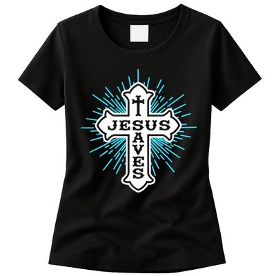 Jesus Saves Cross Womens T-Shirt