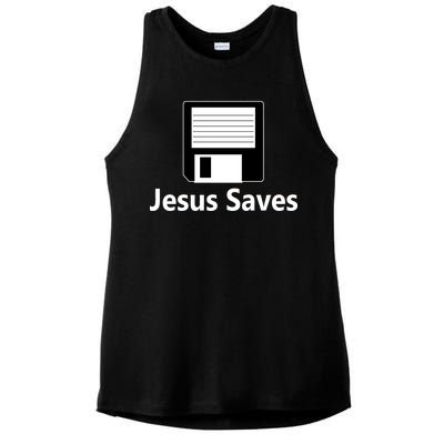 Jesus Saves Floppy Disk Ladies PosiCharge Tri-Blend Wicking Tank