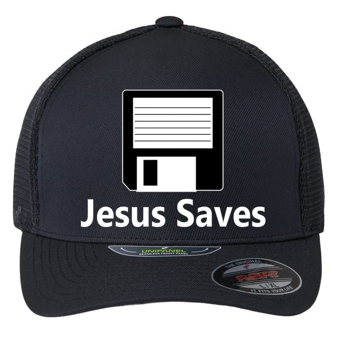 Jesus Saves Floppy Disk Flexfit Unipanel Trucker Cap