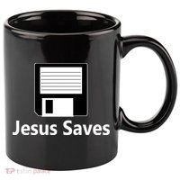 Jesus Saves Floppy Disk 11oz C Handle Ceramic Mug