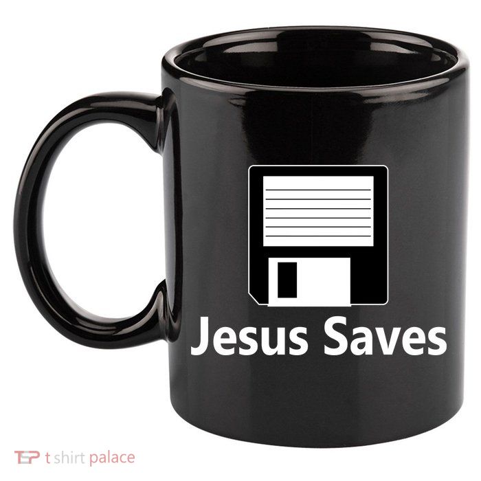 Jesus Saves Floppy Disk 11oz C Handle Ceramic Mug