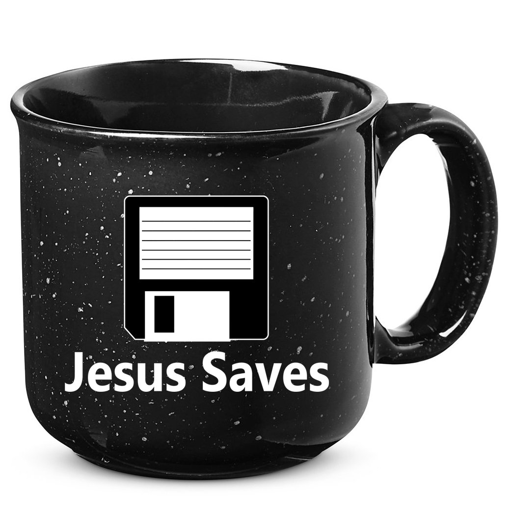 Jesus Saves Floppy Disk 15oz Campfire Ceramic Mug