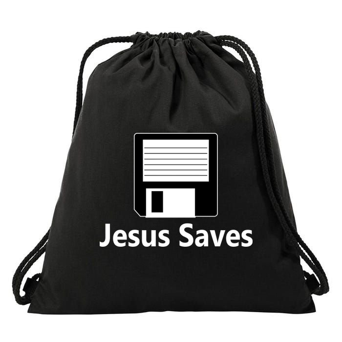 Jesus Saves Floppy Disk Drawstring Bag