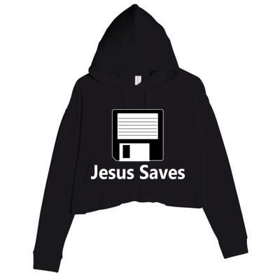 Jesus Saves Floppy Disk Crop Fleece Hoodie