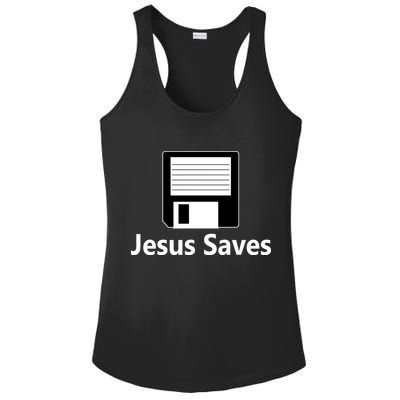 Jesus Saves Floppy Disk Ladies PosiCharge Competitor Racerback Tank