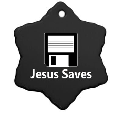 Jesus Saves Floppy Disk Ceramic Star Ornament