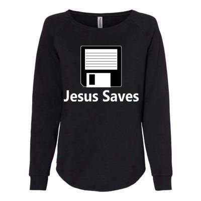 Jesus Saves Floppy Disk Womens California Wash Sweatshirt