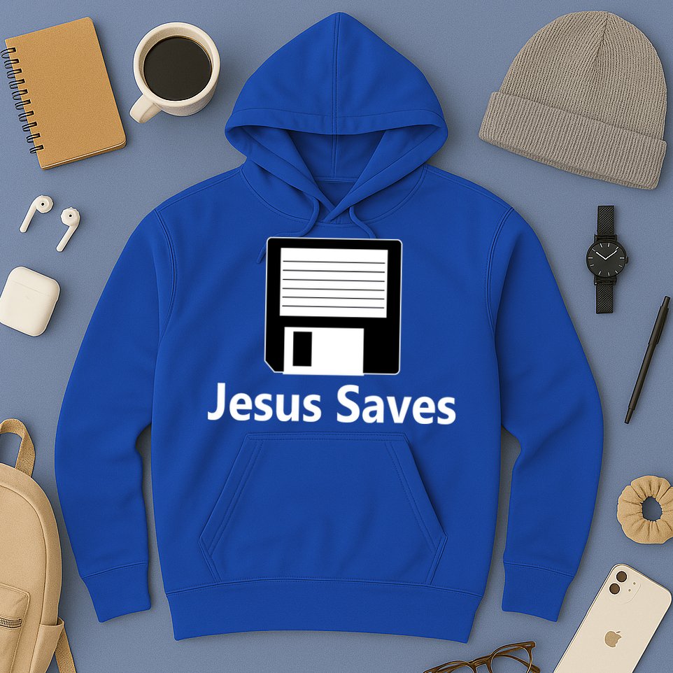 Jesus Saves Floppy Disk Hoodie