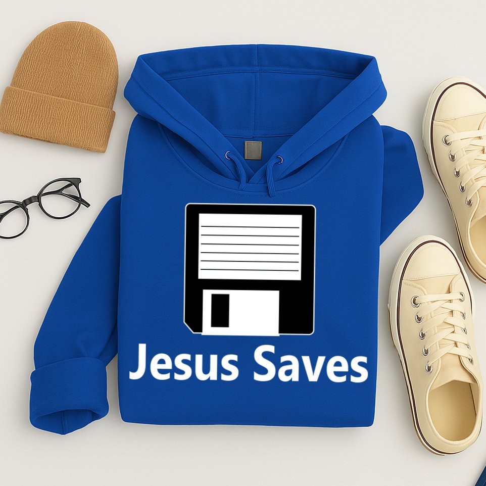Jesus Saves Floppy Disk Hoodie