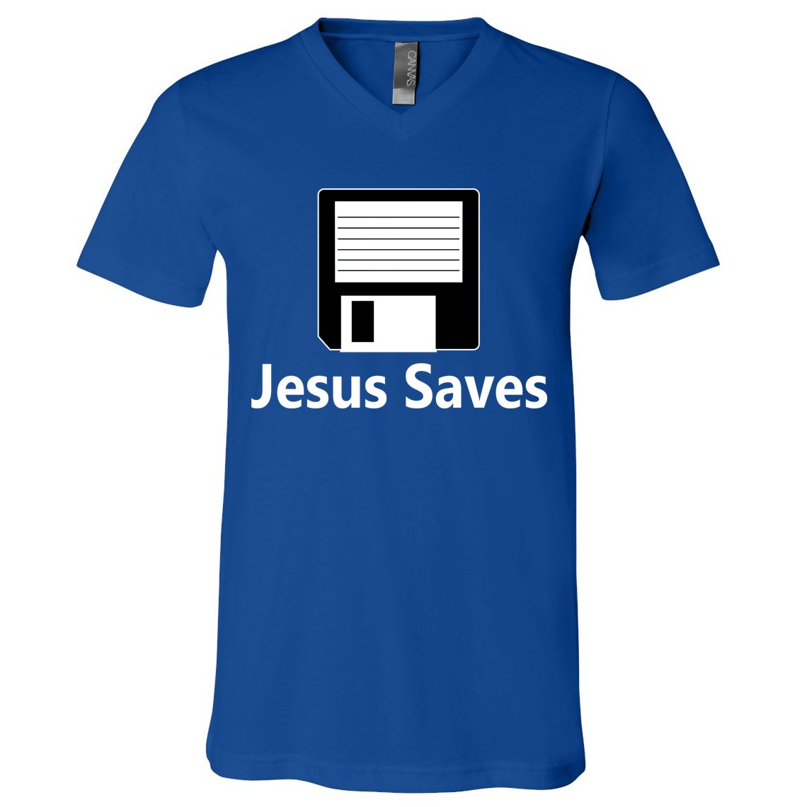 Jesus Saves Floppy Disk V-Neck T-Shirt