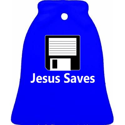 Jesus Saves Floppy Disk Ceramic Bell Ornament