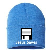 Jesus Saves Floppy Disk Sustainable Knit Beanie