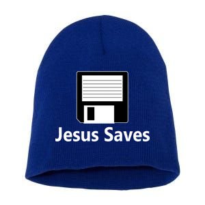 Jesus Saves Floppy Disk Short Acrylic Beanie