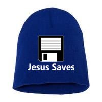 Jesus Saves Floppy Disk Short Acrylic Beanie