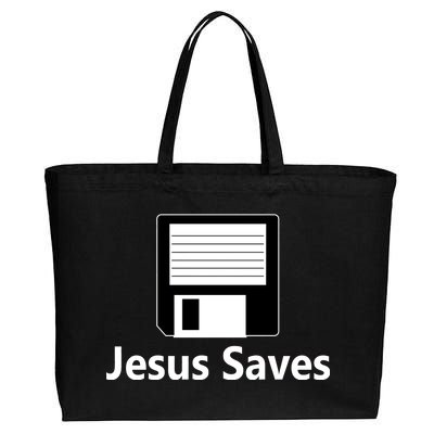 Jesus Saves Floppy Disk Cotton Canvas Jumbo Tote