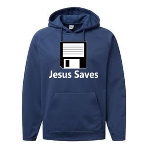 Jesus Saves Floppy Disk Performance Fleece Hoodie