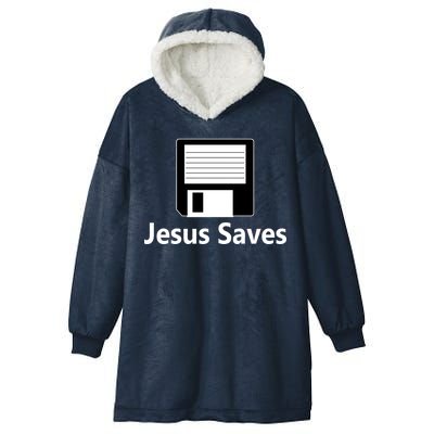 Jesus Saves Floppy Disk Hooded Wearable Blanket