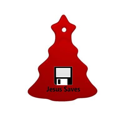 Jesus Saves Floppy Disk Ceramic Tree Ornament